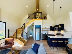 TV connectée, cheminée, livres