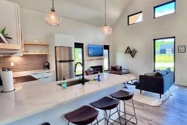 Smart TV, chimenea y libros