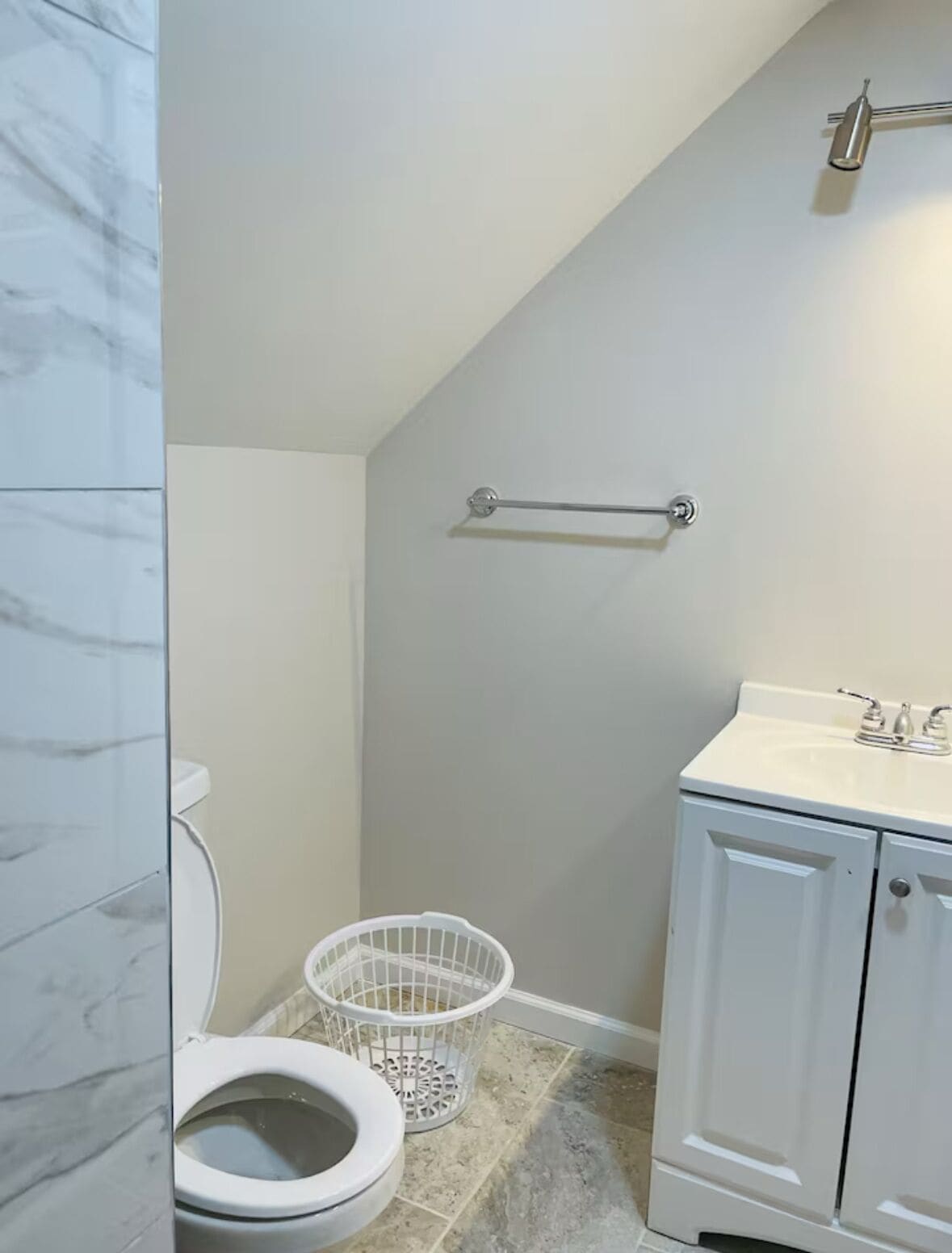 Shower, towels, soap, toilet paper