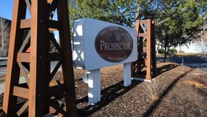 A sign for The Prospector, a convention center in Park City, Utah, established in 1978.