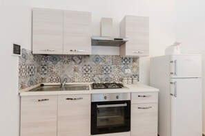 Fridge, oven, stovetop, cookware/dishes/utensils