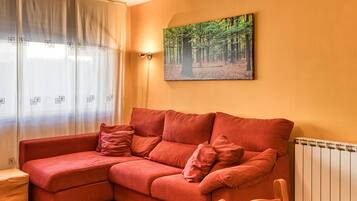 Een televisie en een open haard