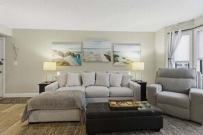 Smart TV, fireplace - Lakefront Osage Beach Condo + Workspace w/ Pool Views (Osage Beach)