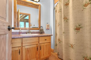 Shower, towels, soap, toilet paper