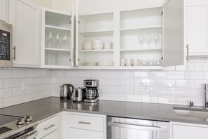 Fridge, microwave, oven, dishwasher