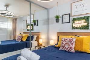 2 bedrooms, iron/ironing board, travel cot, WiFi