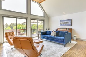 TV, fireplace, video games, books - Walk to Bethel Woods: Family Home w/ Deck & Views! (Swan Lake)