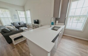 Smart TV, fireplace, foosball, table tennis