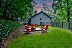 Terrace/patio - South AVL Group Estate | Hot Tub, Firepit & Pool | 5BR | Near Biltmore (Biltmore Forest)