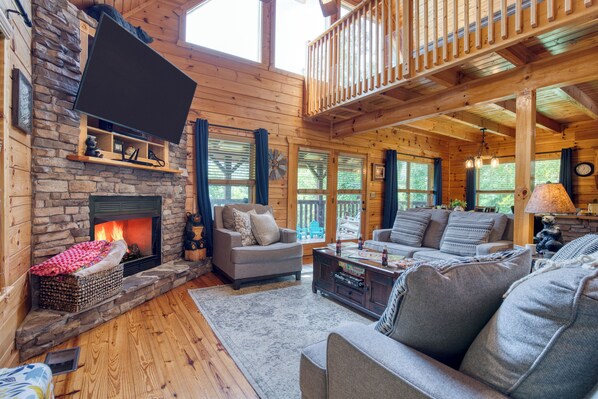 Smart TV, fireplace, video games