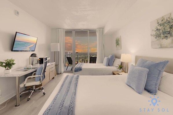 Desk, iron/ironing board, travel crib, WiFi