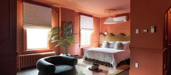 Our spiciest suite—flat 6 is dipped in a hot red hue.