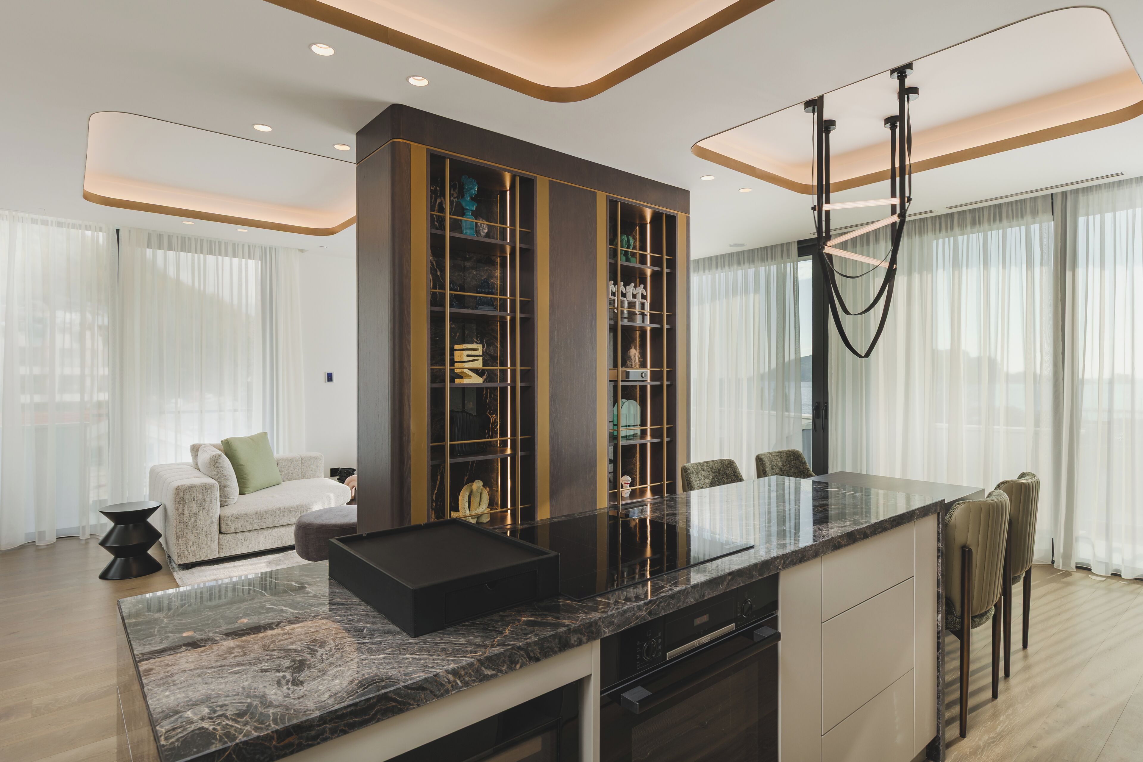 Luxury Suite, Sea View | Living area | 43-inch Smart TV with satellite channels