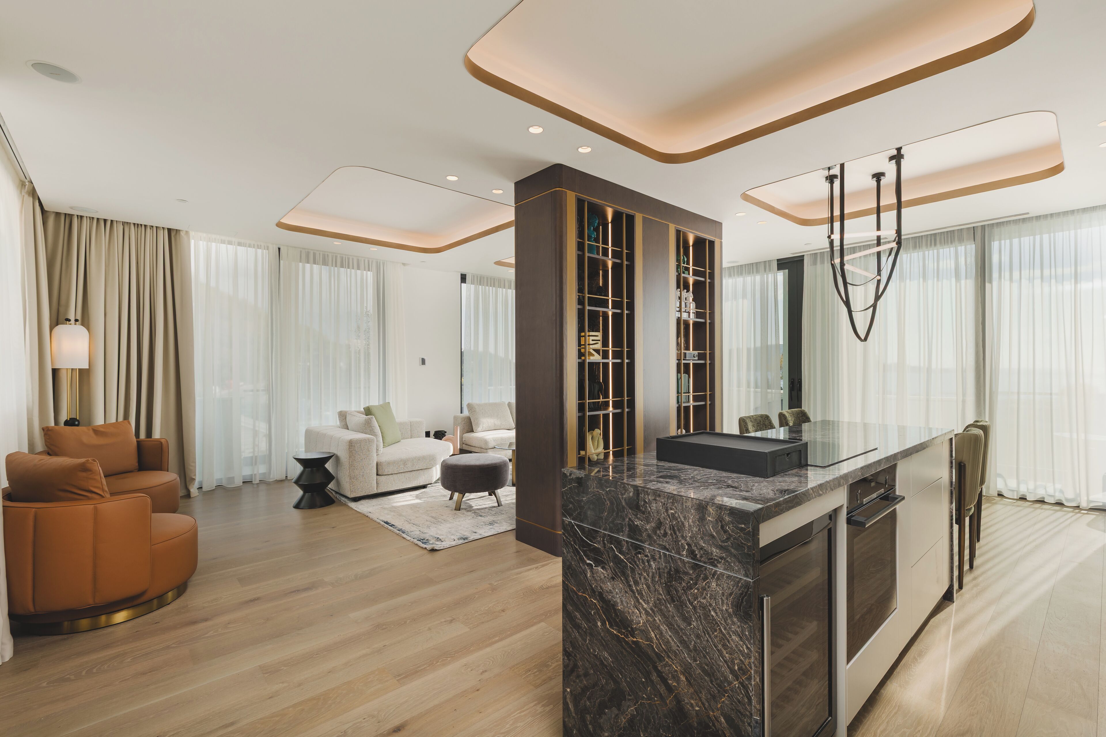 Luxury Suite, Sea View | Living area | 43-inch Smart TV with satellite channels