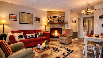 TV, fireplace