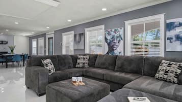 TV, fireplace, foosball, offices