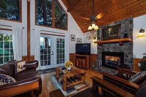 Tv, eldstad och dvd-spelare