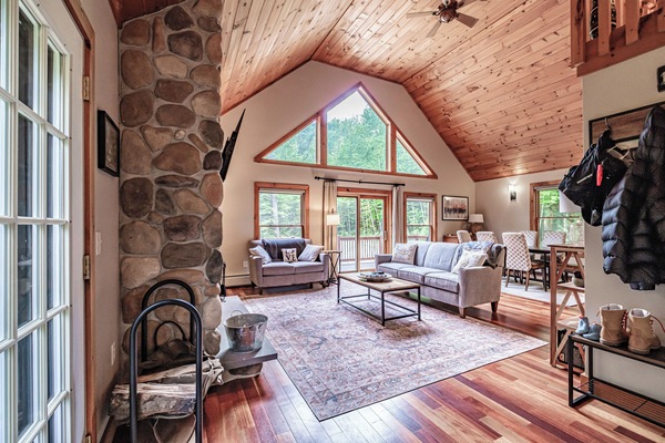 Smart TV, chimenea y libros