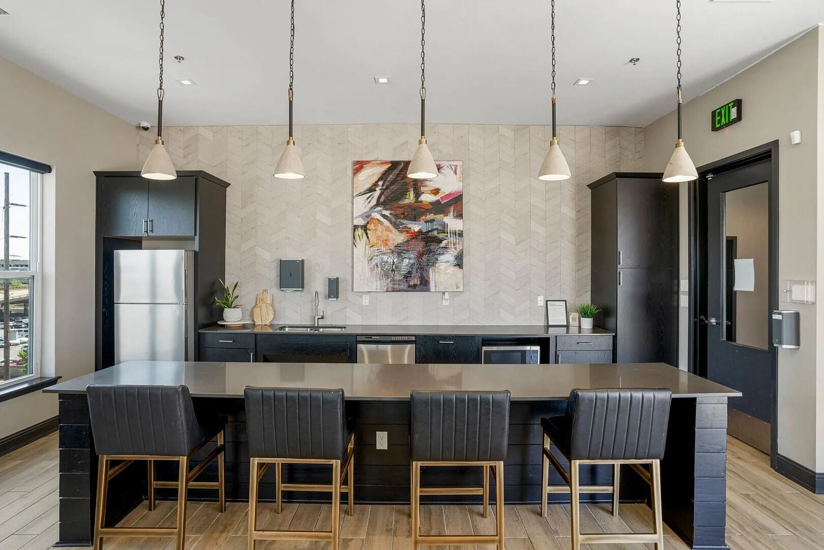 Fridge, dining tables