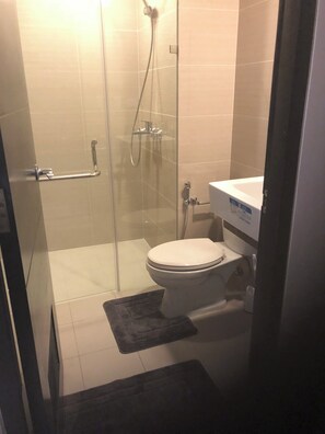 Shower, bidet, soap