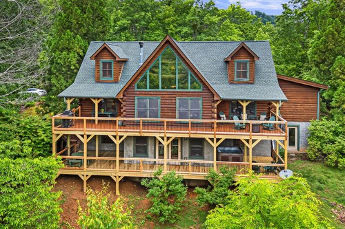 Log Cabin w/ Hot Tub + Biltmore Pass | Black Mountain Views
