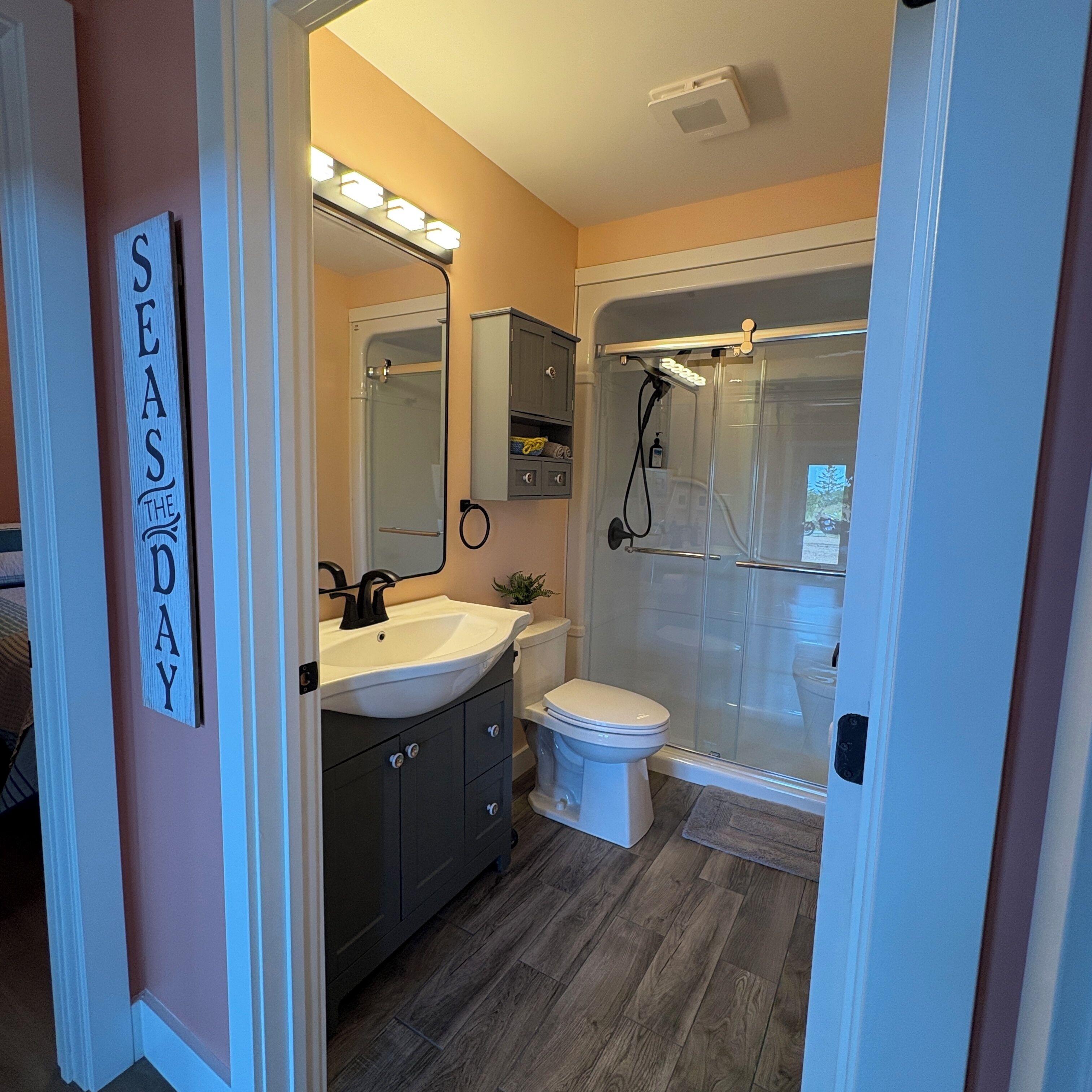 Regadera, amenidades de baño ecológicas, secadora de cabello, toallas 