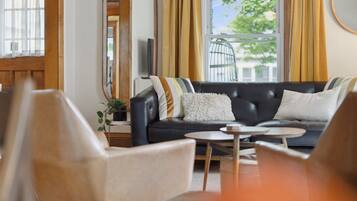 TV, music library, stereo