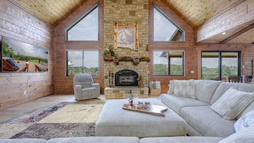 Smart TV, fireplace, video games, DVD player