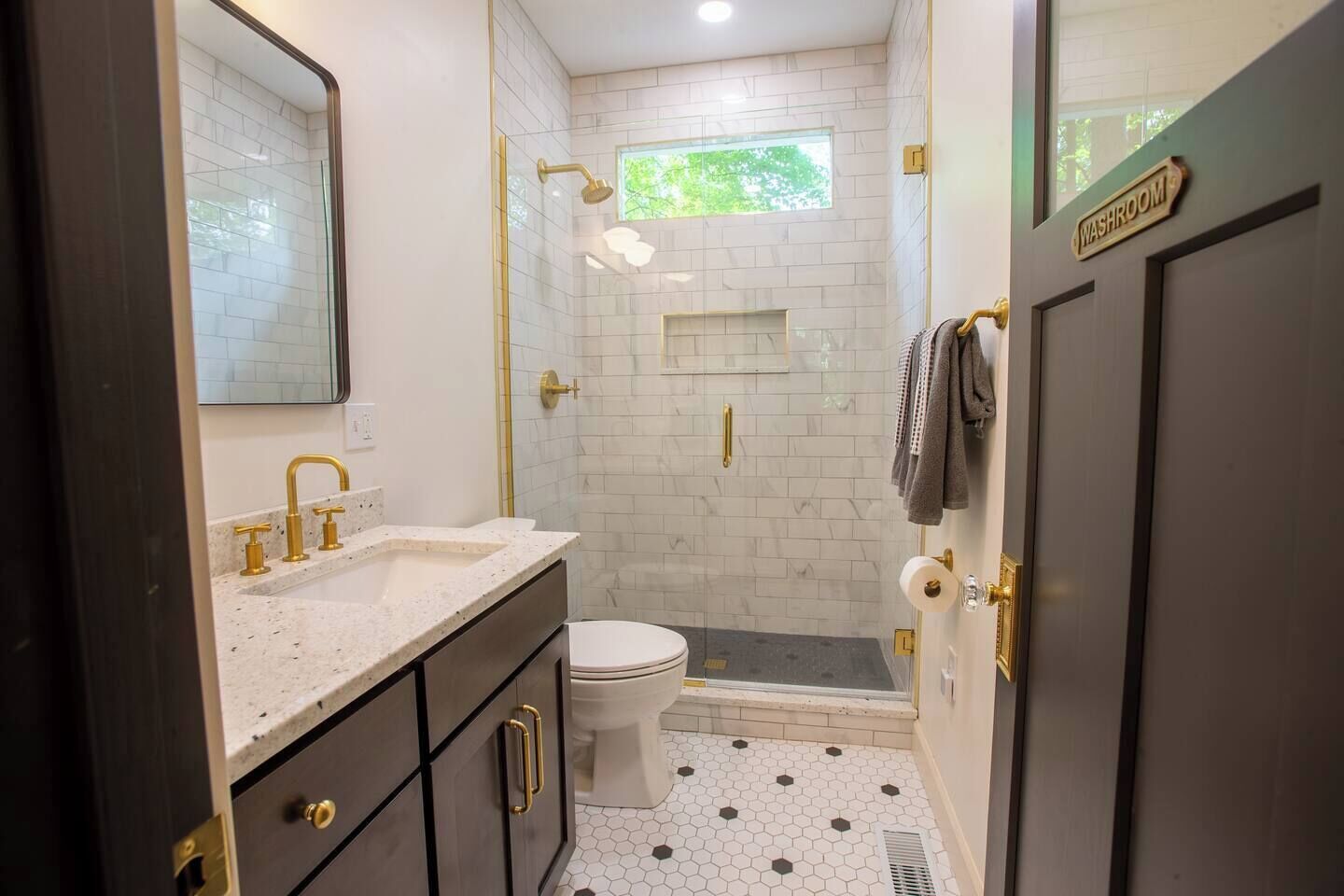 Hair dryer, towels, toilet paper