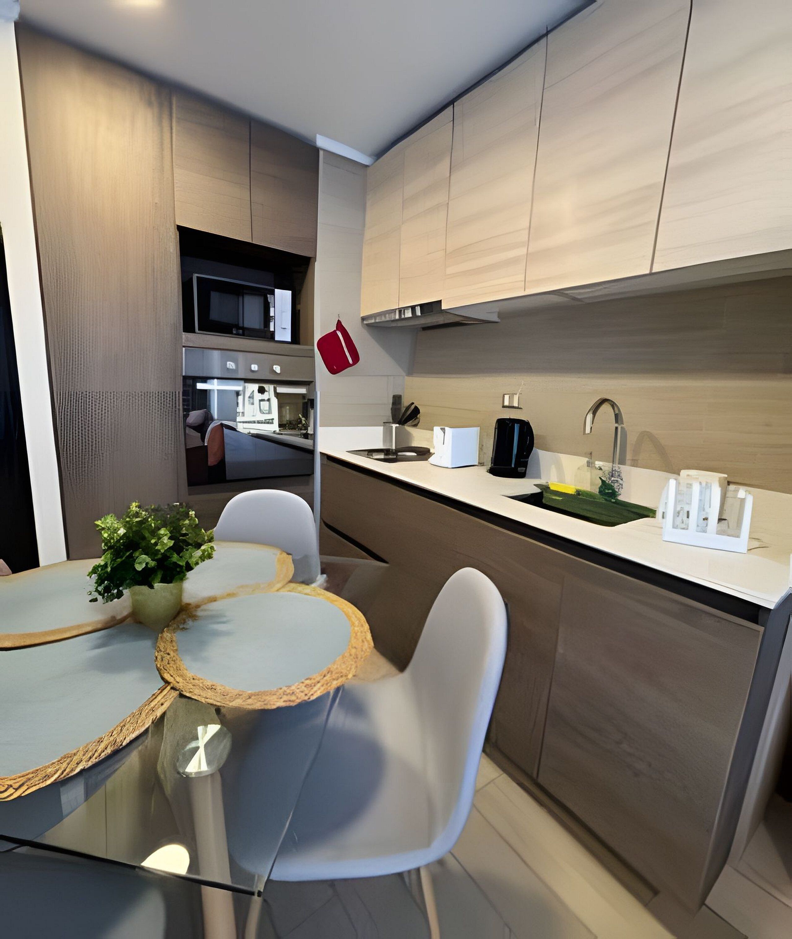 Apartment | Eigene Küche | Mini-Kühlschrank, Mikrowelle, Ofen, Herdplatte