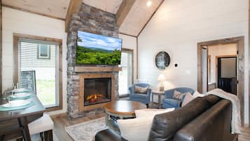 Smart TV, fireplace, video games, table football