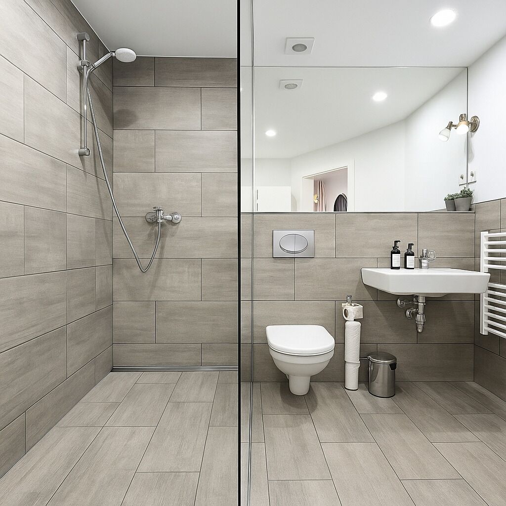 Apartment, Blick auf den Innenhof | Badezimmer