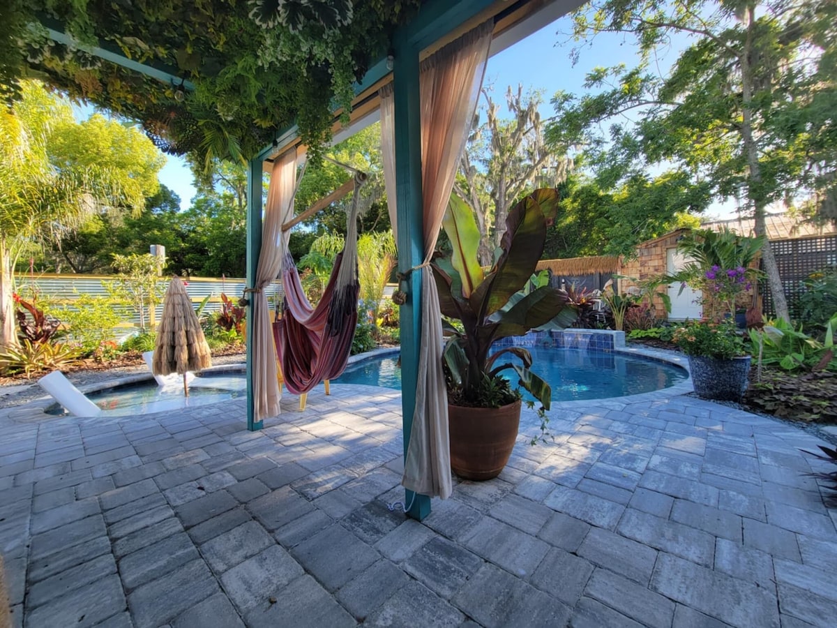 Unique and tranquil pool home just steps from delightful downtown St. Augustine.