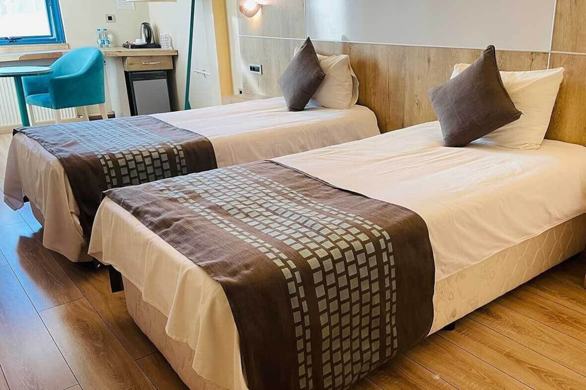 Standard Twin Room | In-room safe, desk, laptop workspace, iron/ironing board