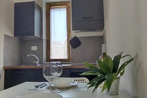 Fridge, oven, stovetop, electric kettle