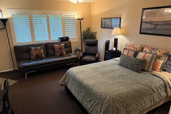 Studio Queen bed with futon couch/bed