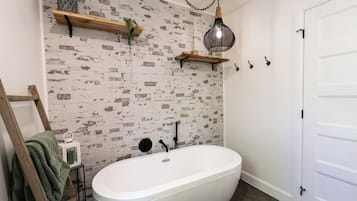Chuveiro, secador de cabelo, toalhas de banho, papel higiĂȘnico