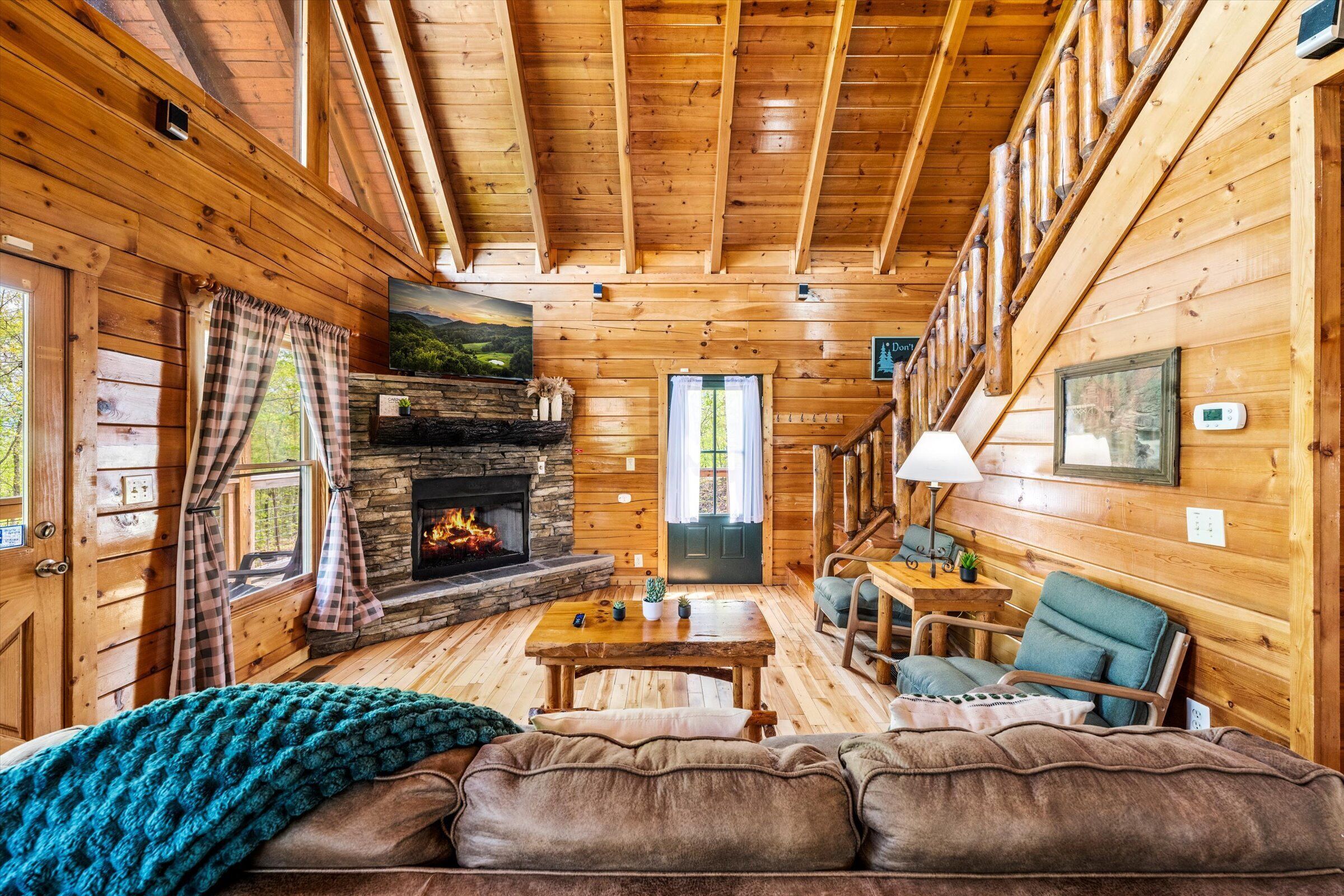 Smart TV, fireplace, video games