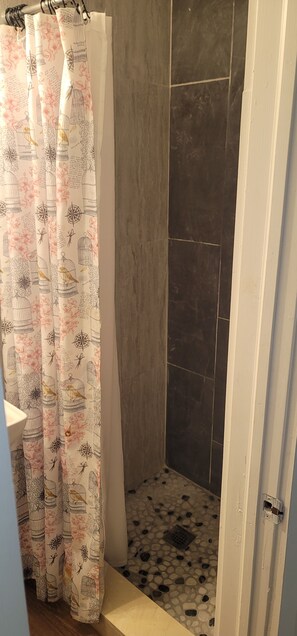 Hair dryer, bidet, towels, soap
