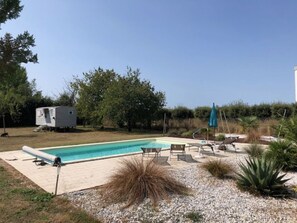 Outdoor pool, a heated pool - QUIET ROULOTTE on land with swimming pool (Bernay-Saint-Martin)