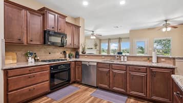 Microwave, oven, stovetop, dishwasher