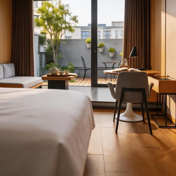 ห้องดับเบิล, ระเบียง, วิวเมือง | เครื่องนอนระดับพรีเมียม, ผ้านวมขนเป็ด, เตียงเมมโมรีโฟม, มินิบาร์ฟรี