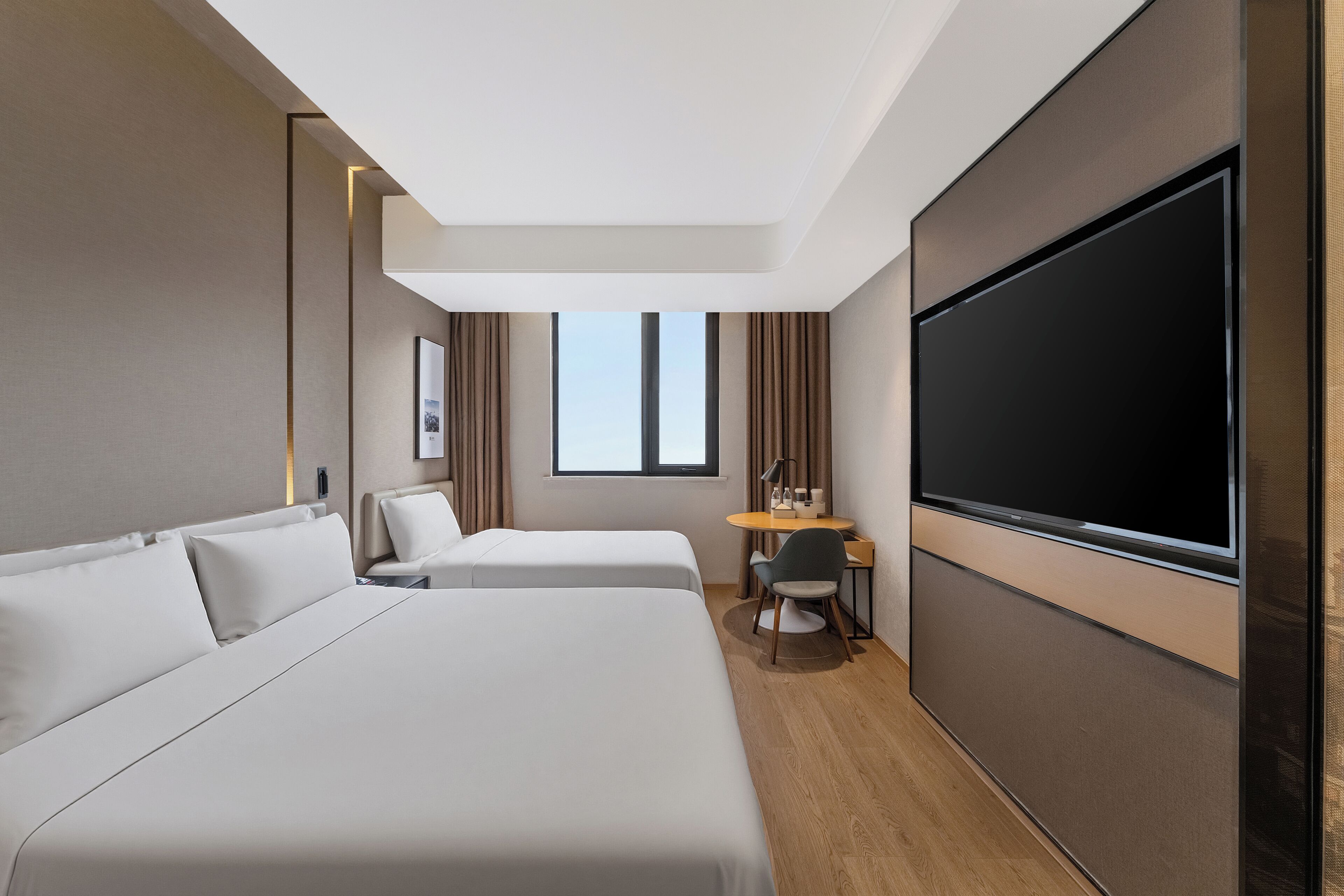 Executive Twin Room, City View | Premium bedding, down comforters, memory foam beds, free minibar