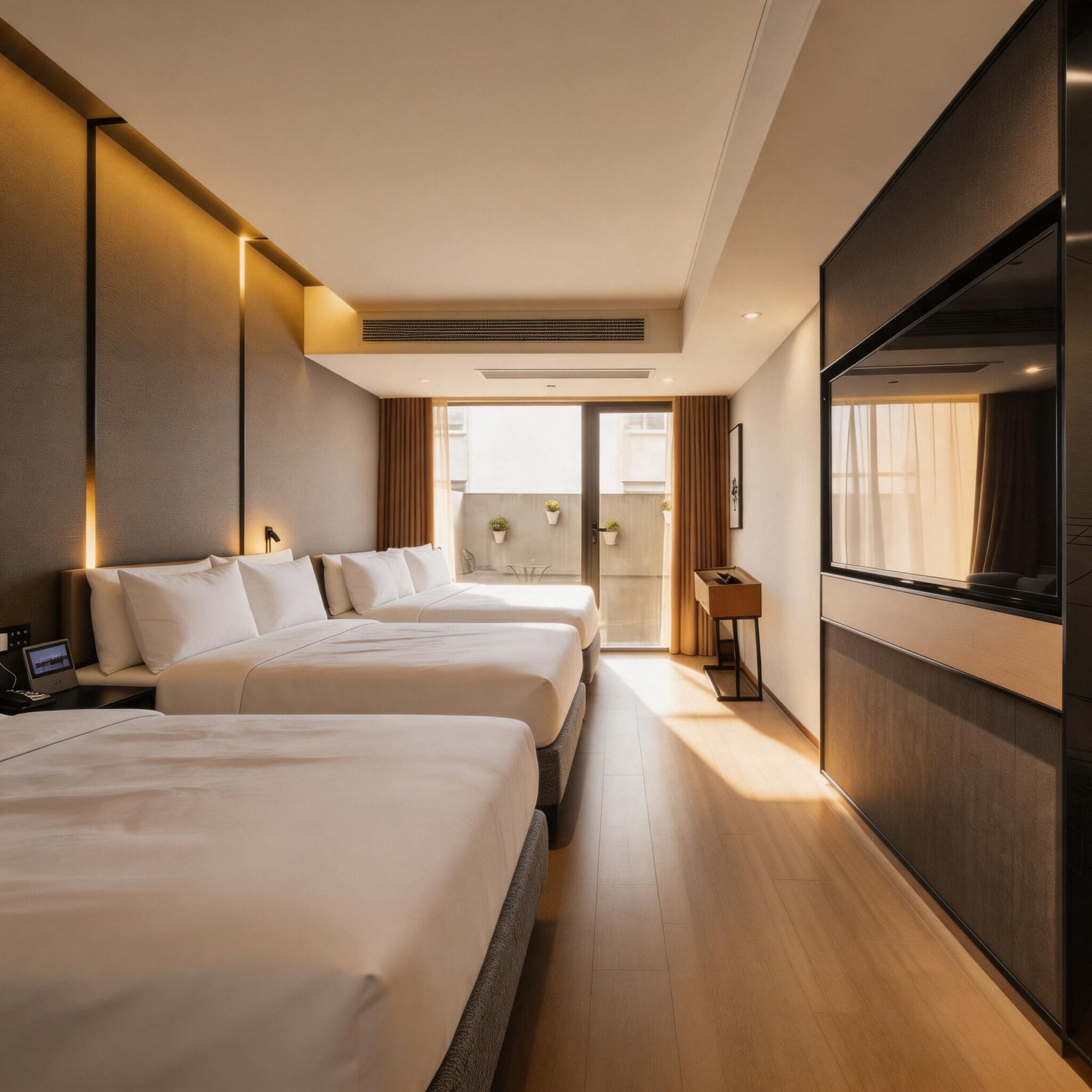Family Triple Room | Premium bedding, down comforters, memory foam beds, minibar (free items)