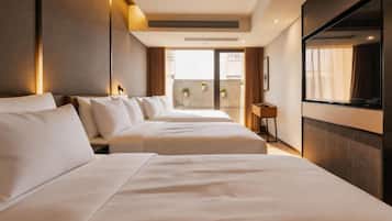 Quarto triplo família | Roupas de cama premium, edredons de pluma