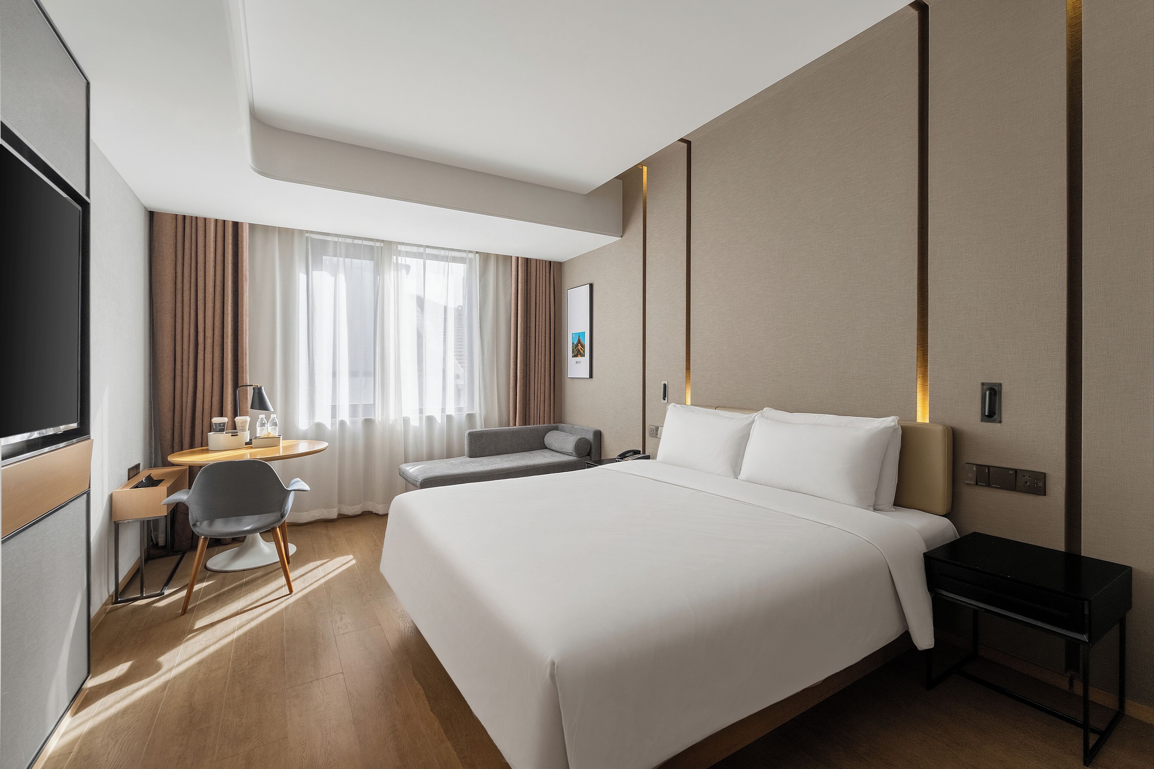 Double Room, City View | Premium bedding, down comforters, memory foam beds, free minibar