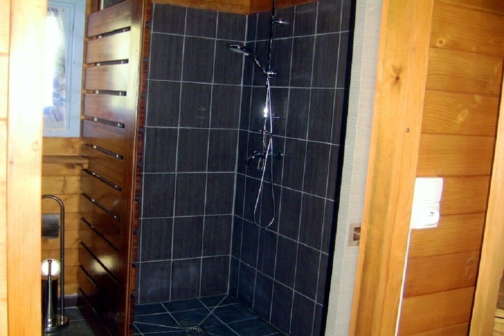 Shower, towels, toilet paper