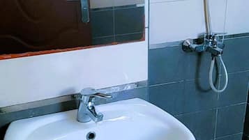 Hair dryer, soap, toilet paper