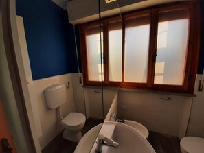 Een douche, een bidet, toiletpapier