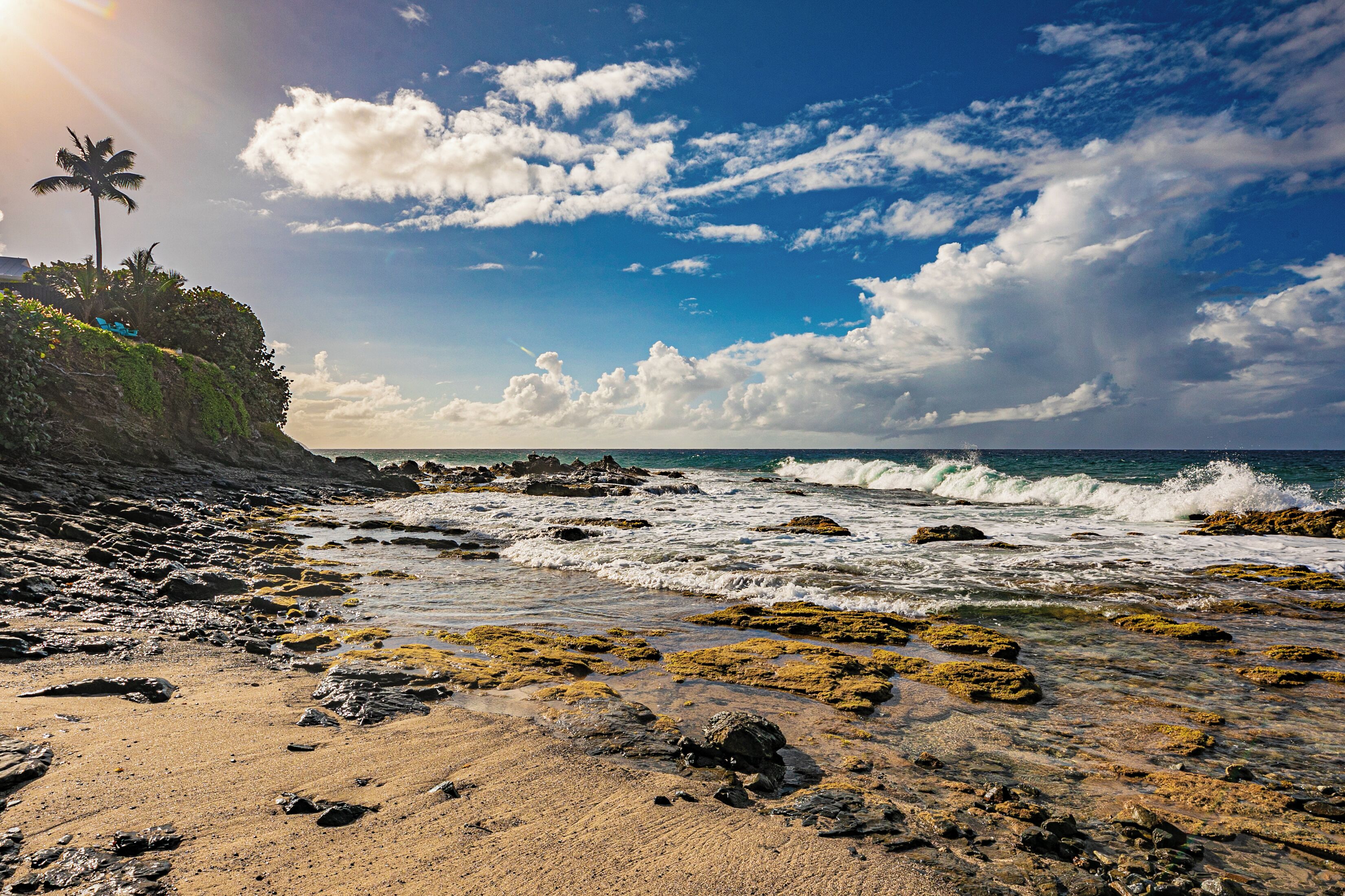 On the beach, beach towels